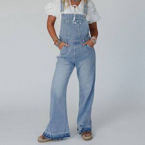 NWT Three Bird Nest Cali Dream Denim Overalls Light Wash, Wide Leg Boho S-XL